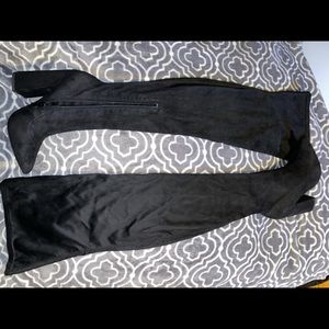 Black over the knee flared heel boots